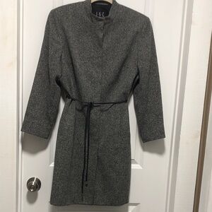 I.N.C  Women's Gray/ Charcoal Tweed Pattern Belted Coat ~ 10 Petite